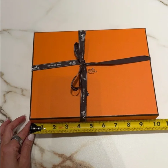 Hermès Orange Box with Brown Ribbon 10x8x1.5 - Picture 2 of 5